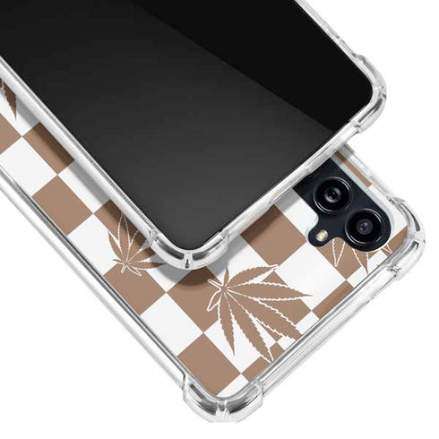 Marijuana Brown Checkered Galaxy A54 5G Clear Case