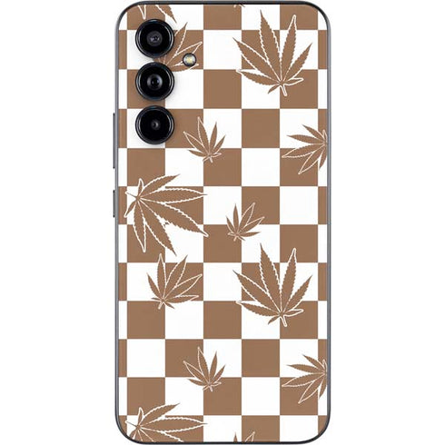 Marijuana Brown Checkered Galaxy A54 5G Skin