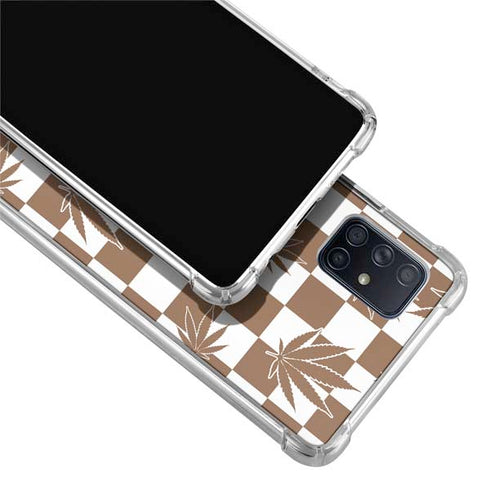 Marijuana Brown Checkered Galaxy A71 5G Clear Case