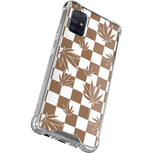 Marijuana Brown Checkered Galaxy A71 5G Clear Case