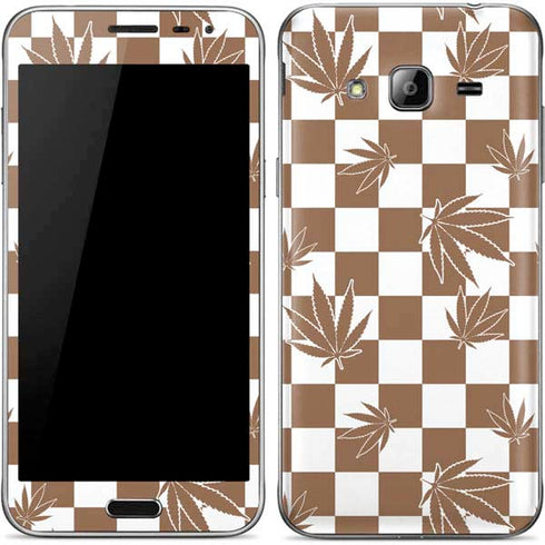 Marijuana Brown Checkered Galaxy J3 Skin