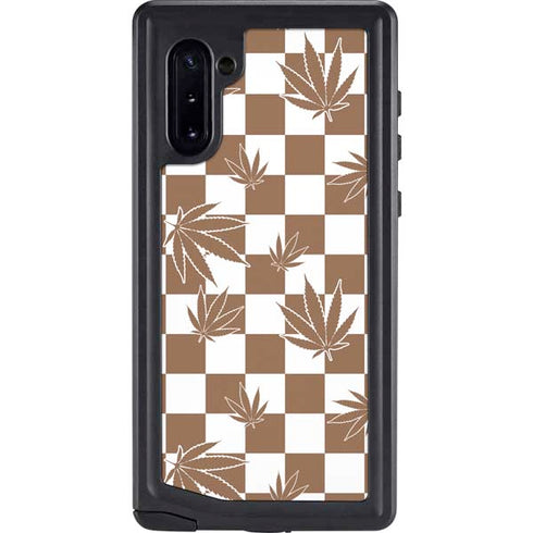 Marijuana Brown Checkered Galaxy Note 10 Waterproof Case