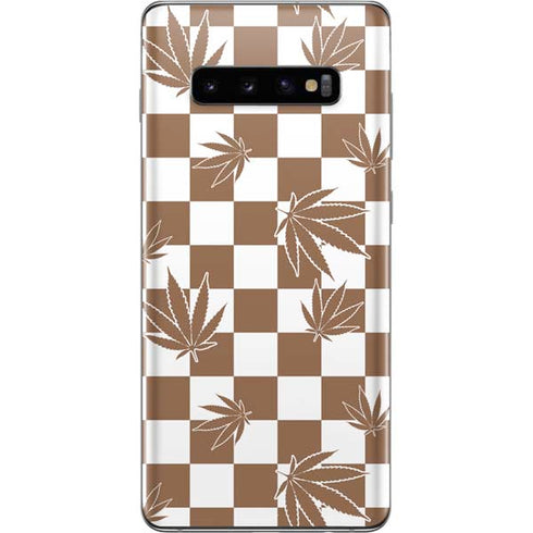 Marijuana Brown Checkered Galaxy S10 Plus Skin