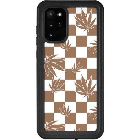 Marijuana Brown Checkered Galaxy S20 Plus Waterproof Case