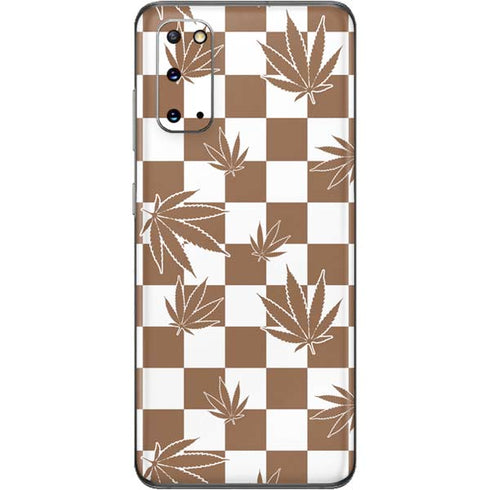 Marijuana Brown Checkered Galaxy S20 Skin