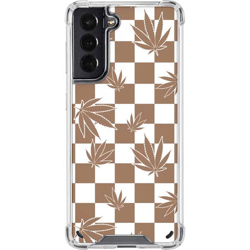 Marijuana Brown Checkered Galaxy S21 5G Clear Case