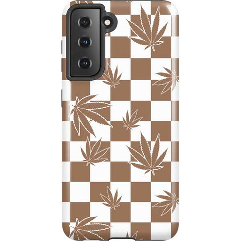 Marijuana Brown Checkered Galaxy S21 5G Pro Case