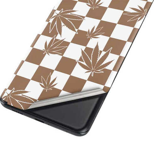 Marijuana Brown Checkered Galaxy S21 5G Skin