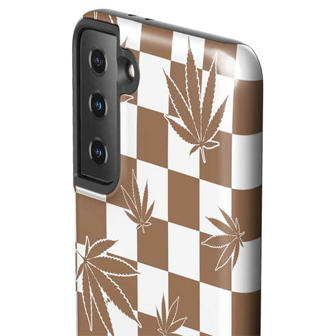 Marijuana Brown Checkered Galaxy S21 FE Pro Case