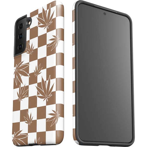 Marijuana Brown Checkered Galaxy S21 FE Pro Case