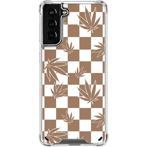 Marijuana Brown Checkered Galaxy S21 Plus 5G Clear Case