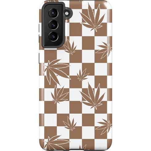 Marijuana Brown Checkered Galaxy S21 Plus 5G Pro Case