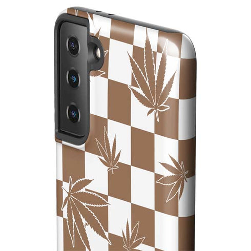 Marijuana Brown Checkered Galaxy S21 Plus 5G Pro Case
