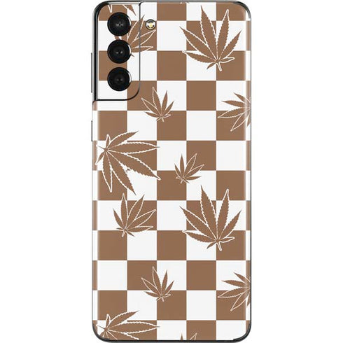 Marijuana Brown Checkered Galaxy S21 Plus 5G Skin