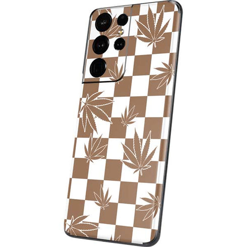 Marijuana Brown Checkered Galaxy S21 Ultra 5G Skin