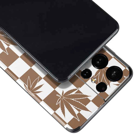 Marijuana Brown Checkered Galaxy S21 Ultra 5G Skin