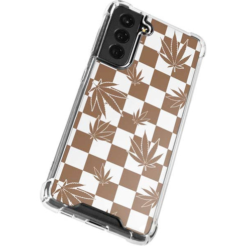 Marijuana Brown Checkered Galaxy S22 Plus Clear Case