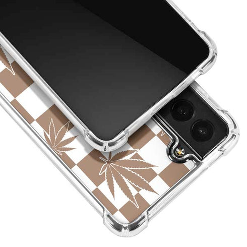 Marijuana Brown Checkered Galaxy S22 Plus Clear Case