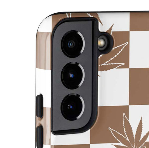 Marijuana Brown Checkered Galaxy S22 Plus Pro Case