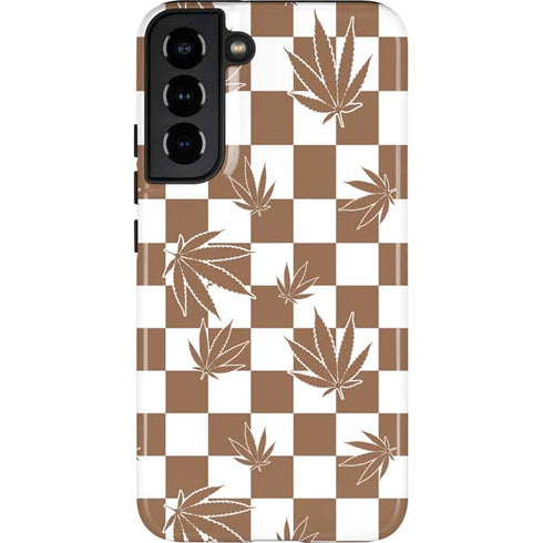 Marijuana Brown Checkered Galaxy S22 Plus Pro Case