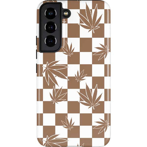 Marijuana Brown Checkered Galaxy S22 Pro Case