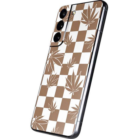 Marijuana Brown Checkered Galaxy S22 Skin
