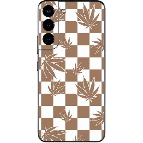 Marijuana Brown Checkered Galaxy S22 Skin