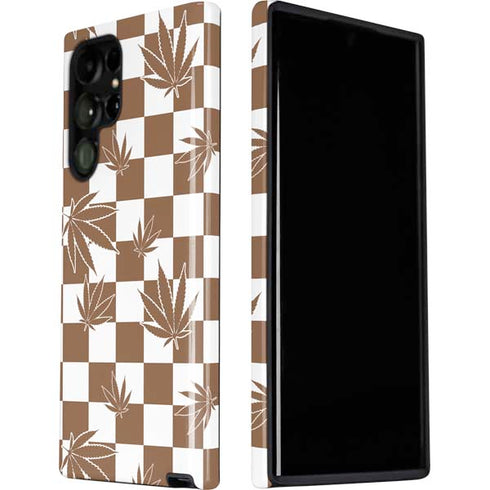 Marijuana Brown Checkered Galaxy S22 Ultra Pro Case