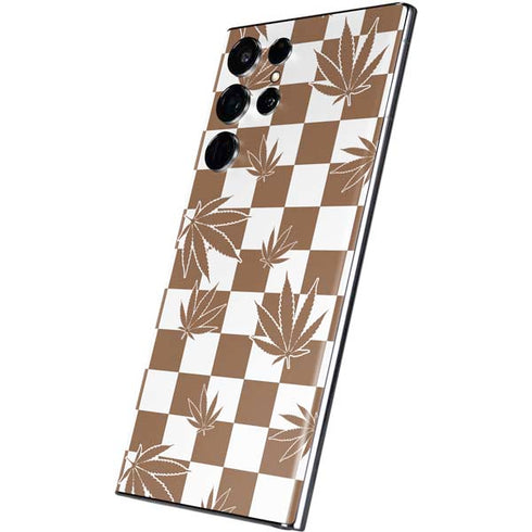 Marijuana Brown Checkered Galaxy S22 Ultra Skin