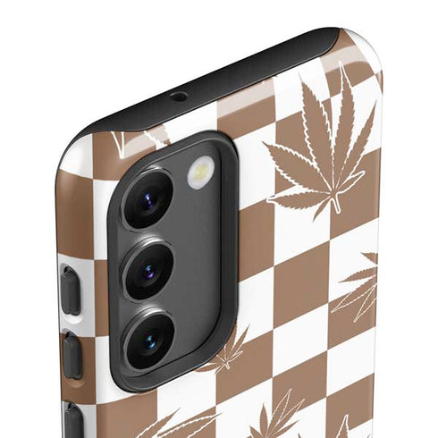 Marijuana Brown Checkered Galaxy S23 Plus Pro Case