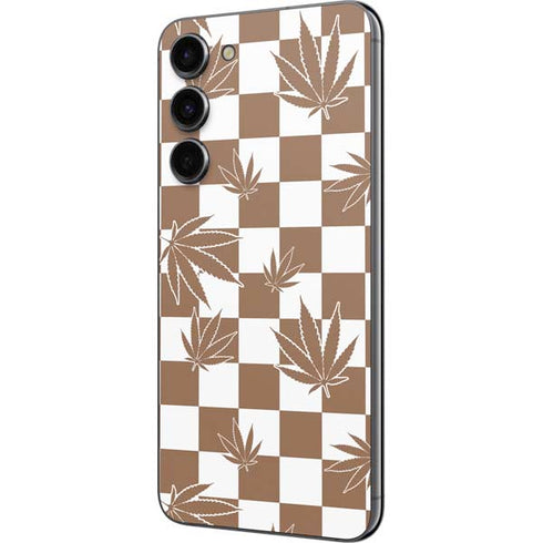 Marijuana Brown Checkered Galaxy S23 Plus Skin
