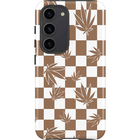 Marijuana Brown Checkered Galaxy S23 Pro Case