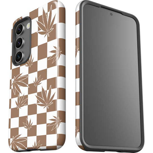 Marijuana Brown Checkered Galaxy S23 Pro Case