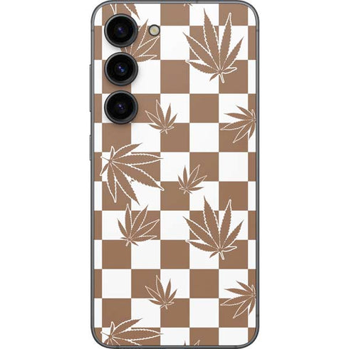 Marijuana Brown Checkered Galaxy S23 Skin