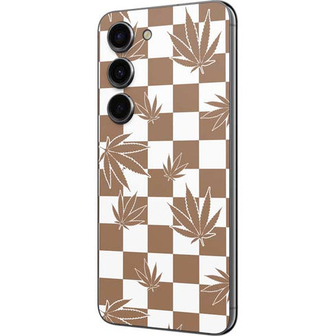 Marijuana Brown Checkered Galaxy S23 Skin