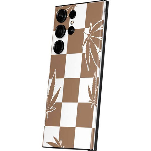 Marijuana Brown Checkered Galaxy S23 Ultra Skin