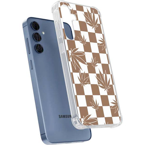 Marijuana Brown Checkered Galaxy S24 Clear Case