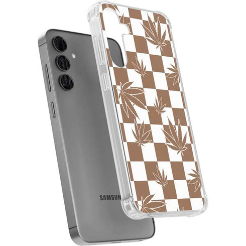 Marijuana Brown Checkered Galaxy S24 Plus Clear Case