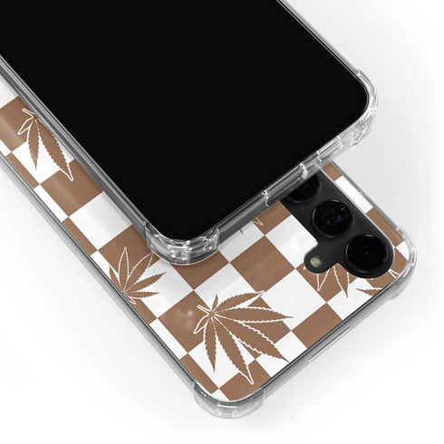 Marijuana Brown Checkered Galaxy S24 Plus Clear Case