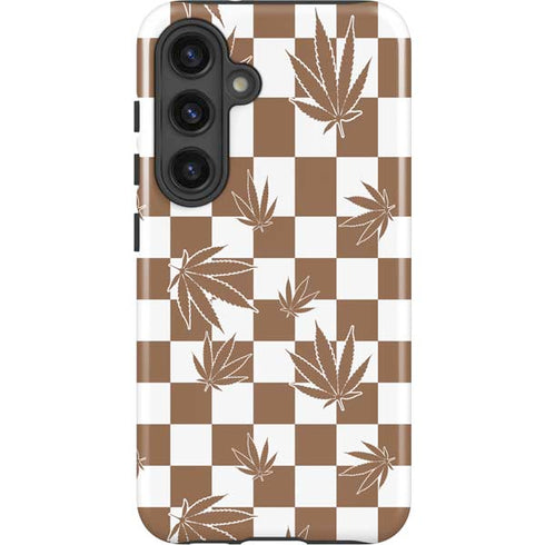 Marijuana Brown Checkered Galaxy S24 Plus Impact Case