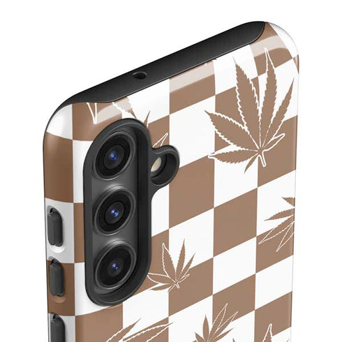 Marijuana Brown Checkered Galaxy S24 Plus Impact Case