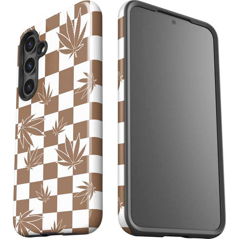 Marijuana Brown Checkered Galaxy S24 Plus Impact Case