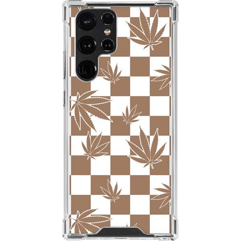 Marijuana Brown Checkered Galaxy S24 Ultra Clear Case