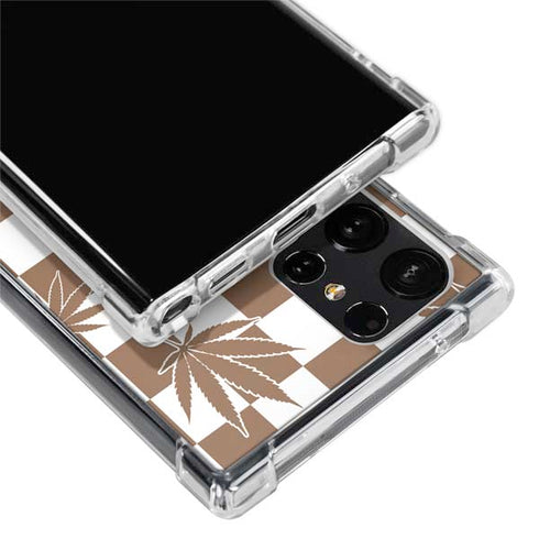 Marijuana Brown Checkered Galaxy S24 Ultra Clear Case