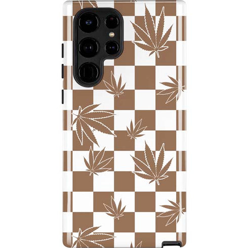 Marijuana Brown Checkered Galaxy S24 Ultra Impact Case