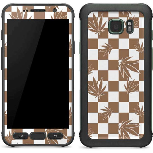 Marijuana Brown Checkered Galaxy S7 Active Skin
