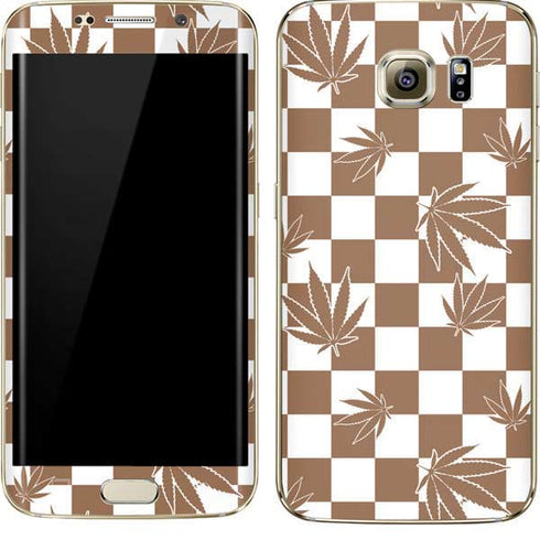 Marijuana Brown Checkered Galaxy S7 Edge Skin