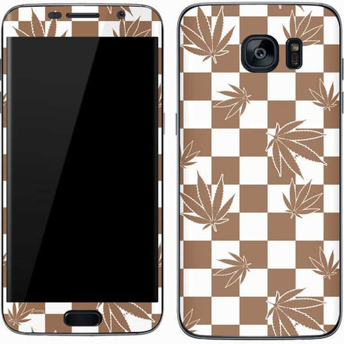 Marijuana Brown Checkered Galaxy S7 Skin