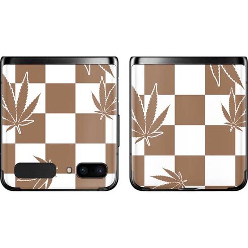 Marijuana Brown Checkered Galaxy Z Flip Skin