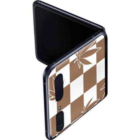 Marijuana Brown Checkered Galaxy Z Flip Skin